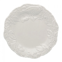 Тарелка десертная "Артишок и птичка" 22 см, белая.Artichoke and Bird