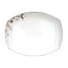 Блюдо овальное средние34x28см FLOWER RAIN PLATINA